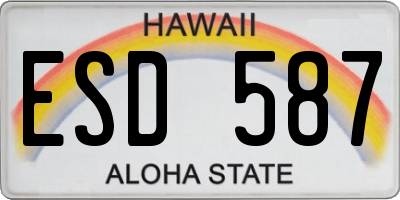 HI license plate ESD587