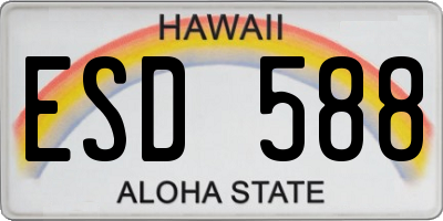 HI license plate ESD588
