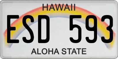 HI license plate ESD593