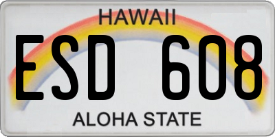 HI license plate ESD608
