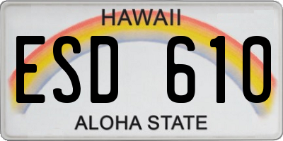 HI license plate ESD610