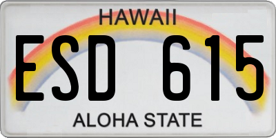 HI license plate ESD615