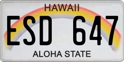 HI license plate ESD647