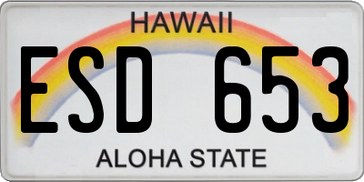 HI license plate ESD653
