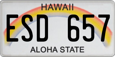 HI license plate ESD657