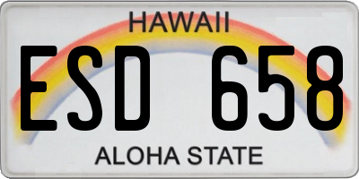 HI license plate ESD658