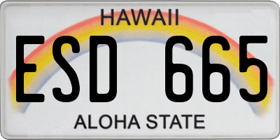 HI license plate ESD665