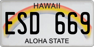 HI license plate ESD669