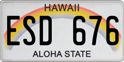 HI license plate ESD676