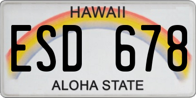 HI license plate ESD678