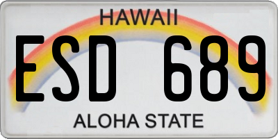 HI license plate ESD689
