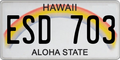 HI license plate ESD703