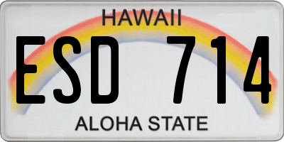 HI license plate ESD714