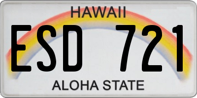 HI license plate ESD721