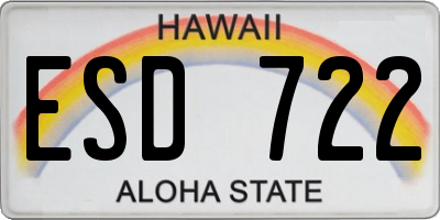 HI license plate ESD722