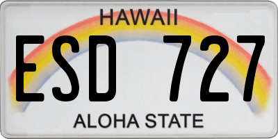 HI license plate ESD727