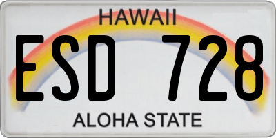 HI license plate ESD728