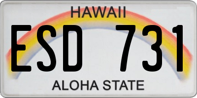 HI license plate ESD731