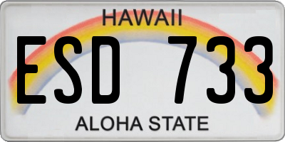 HI license plate ESD733
