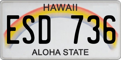 HI license plate ESD736