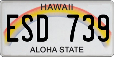 HI license plate ESD739