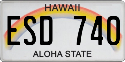HI license plate ESD740