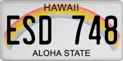 HI license plate ESD748