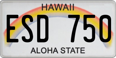 HI license plate ESD750