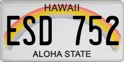 HI license plate ESD752