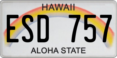 HI license plate ESD757