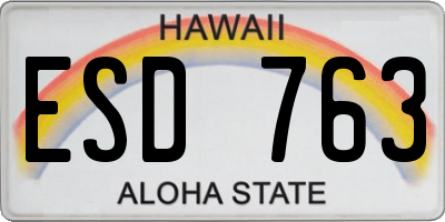 HI license plate ESD763