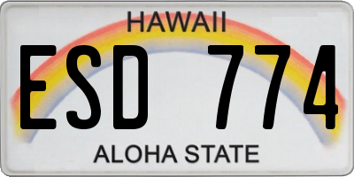 HI license plate ESD774