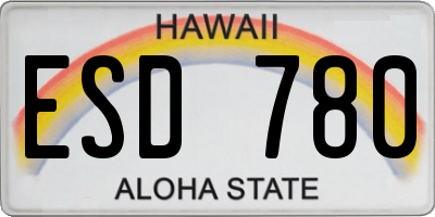 HI license plate ESD780