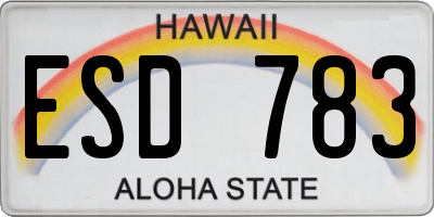 HI license plate ESD783