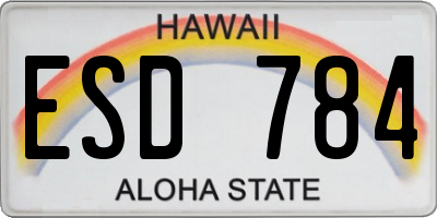 HI license plate ESD784