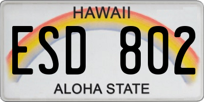 HI license plate ESD802