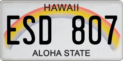 HI license plate ESD807