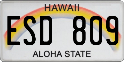 HI license plate ESD809