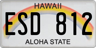 HI license plate ESD812