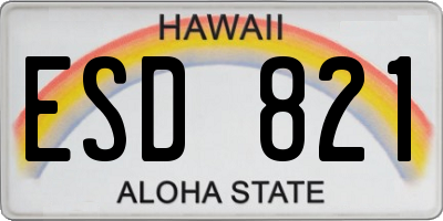 HI license plate ESD821