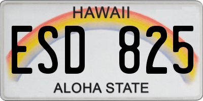 HI license plate ESD825
