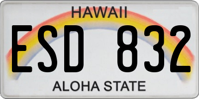 HI license plate ESD832