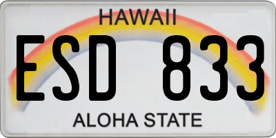 HI license plate ESD833