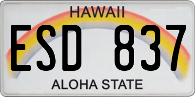 HI license plate ESD837