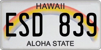 HI license plate ESD839