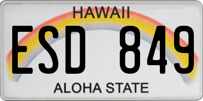 HI license plate ESD849