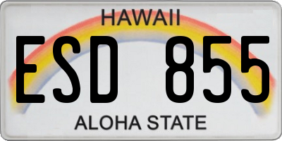 HI license plate ESD855