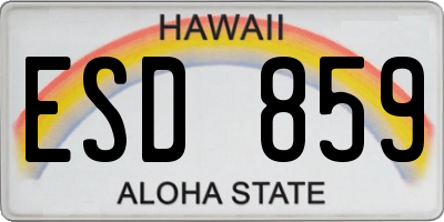 HI license plate ESD859