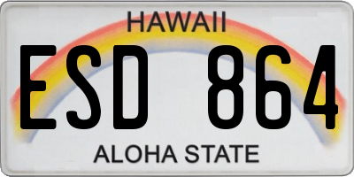 HI license plate ESD864