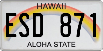 HI license plate ESD871